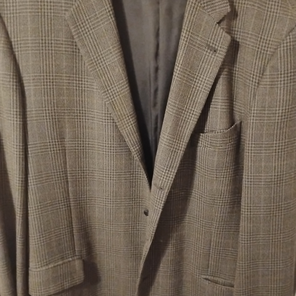 Joseph Abboud 44R sport coat in a wool and silk blend Nordstrom Tan Plaid Blazer